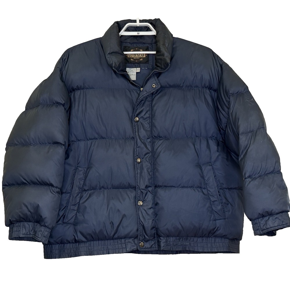 Guide Gear Down Puffer Jacket Mens Size XXL Dark Blue Full Zip Pockets Outdoors